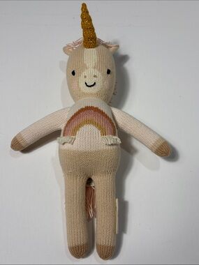 Cuddle + Kind Unicorn Knit Doll Rainbow Plush Handmade Peru Baby Toy 13”